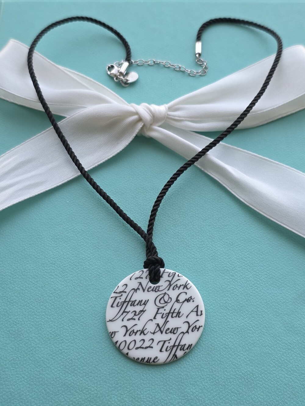 T&Co Notes Necklace White Bone Disc Pendant Necklace